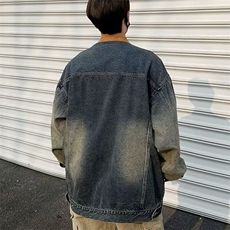 牛仔美式复古做旧水洗拼接青少年牛仔外套男春秋季新款3573/P80，男装工装外套，星座506
