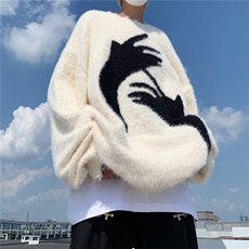 针织衫男韩版潮流拼色手手图案美式高街2025冬季ins毛衣MZ162-P60，男装针织衫/毛衣，星座412