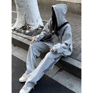 抖音得物品质二开26春装男女美式高街结构双拉链开衫卫衣外套图片