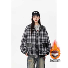 秋冬数据新款双面穿格子皮棉衣美式翻领百搭休闲棉服MF1088P110，男装皮衣，电商A128