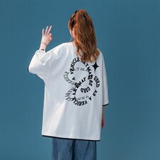 中性夏季新款设计感字母印花宽松圆领情侣短袖T恤T732P35控58，女装T恤，A247A