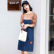 工装牛仔背带裙洋气减龄套装女2024新款春秋小个子连衣裙两件套,女装套装/套裙,慧尚依恋
