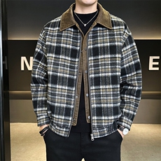 潮款毛呢格子羽绒服男标50假两件保暖外套B317/6535/P225，男装羽绒服，电商B317