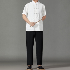 2026夏季薄款高端风冰丝短袖衬衫套装唐装汉服 HL23811-P120图片