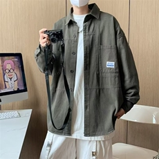 工装衬衫男款长袖春秋季宽松衬衣港风百搭休闲外套潮CS011P40，男装衬衫，星座410-2