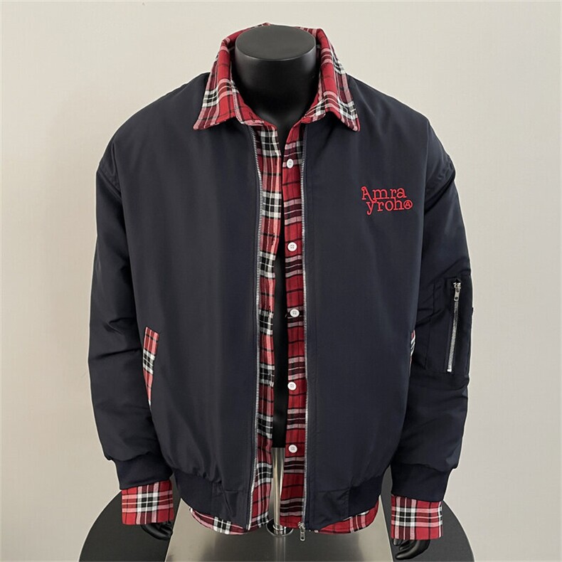 加棉美式复古假两件外套男潮牌棒球服夹克JK06626-P73 加棉P85图片