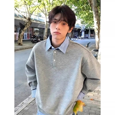 假两件拼接衬衫领卫衣男款美式打底长袖T恤AW18-P45，男装T恤，星座208-5