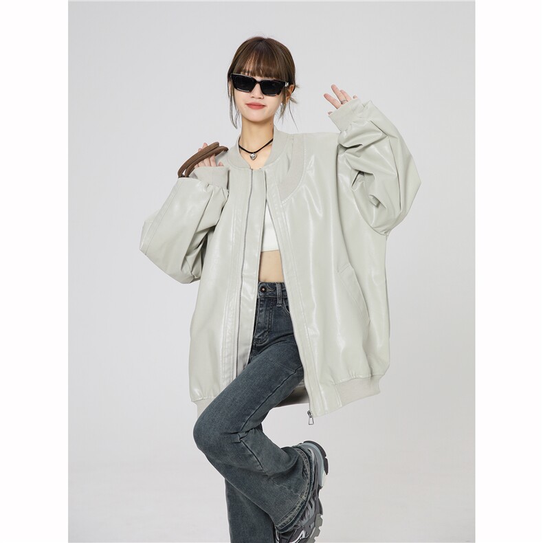 现货2025PU皮夹克美式潮牌女飞行服高街流行外套W318-P35,男装夹克,电商A170