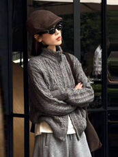 2025百搭时尚纯毛慵懒风开衫，女装针织衫/毛衣，梵泰羊绒