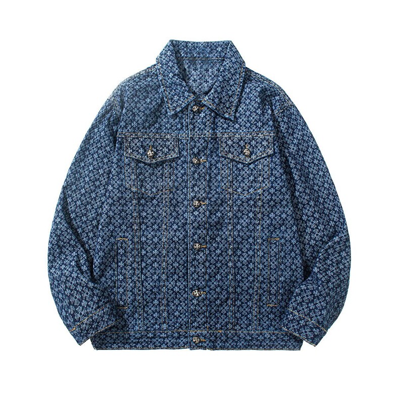 1506/Q11030/P75潮牌帅气欧货刺绣提花翻领百搭休闲夹克牛仔服,男装夹克,星座1506