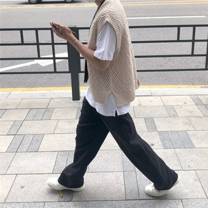 577-P35 美式硬汉镂空针织背心男网眼透视宽松无袖t恤透气运动图片