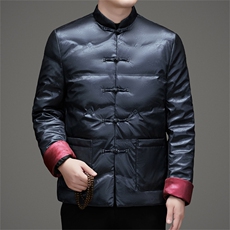 唐装90绒羽绒服男复古盘扣风羽绒服外套中式唐装TR2815-P190，男装羽绒服，星座1105-3