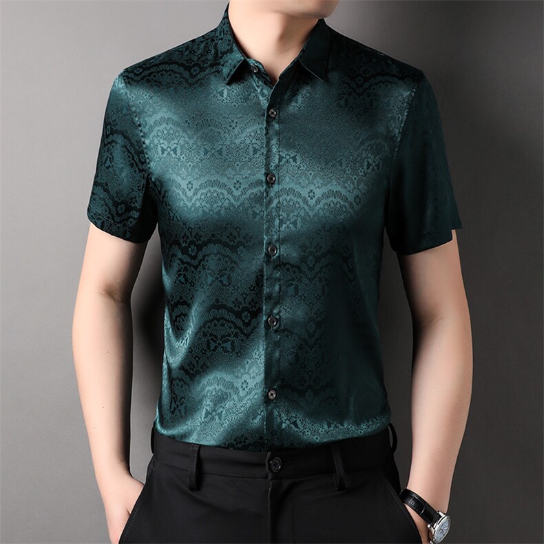 短袖衬衫薄款上衣夏季中年男士商务休闲衬衣 ZL81168-P85图片