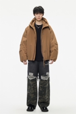 2025冬季新款纯色简约插肩袖连帽羽绒服男潮牌百搭保暖羽绒服外套，男装羽绒服，电商A234