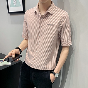 22 夏季薄款衬衫男士短袖高级感休闲百搭条纹衬衣潮流CS186-P45图片