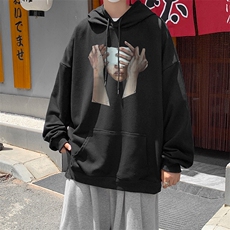 美式宽松侣嘻哈连帽卫衣上衣韩版ins潮流发泡印花情W5228-P30，男装卫衣，星座512-3