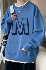 控78假两件毛衣男大码加绒针织衫男毛线衣M80260-P55加绒P70，男装针织衫/毛衣，电商A040