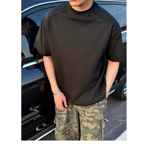 索罗娜凉感面料落肩小领口cleanfit短袖T恤男boxy版型上衣 T002图片
