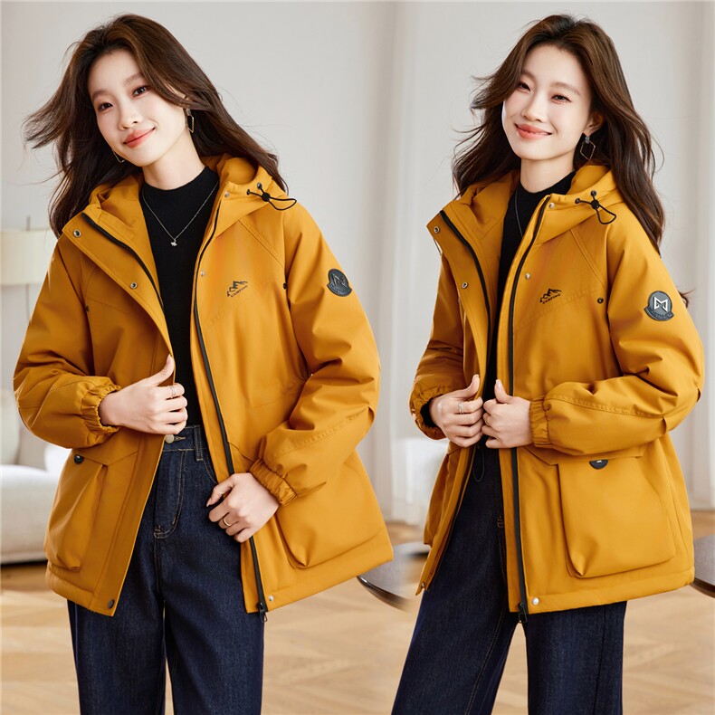 现货2025冬季新款休闲时尚连帽女士加厚加棉派克服，女装派克服，木子恋