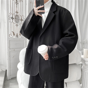 N6169/P95加棉P105冬季新开叉呢料毛呢西服男宽松外套上衣呢大衣图片