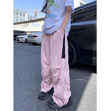 【现货】2侧拉链撞色伞兵裤多巴胺休闲裤尼龙速干裤K754-P65控89，男装休闲裤，星座502