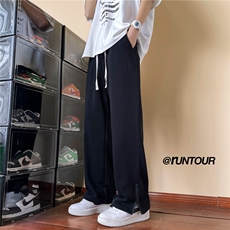 美式拉链开叉卫裤男春季高街痞帅直筒阔腿裤子A166-YK015-P45控65，男装休闲裤，电商A166
