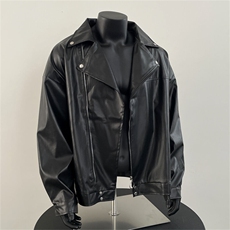 欧美街头宽松机车服皮衣男高级感飞行员PU皮夹克外套JK112-P60，男装皮衣，星座308B-2