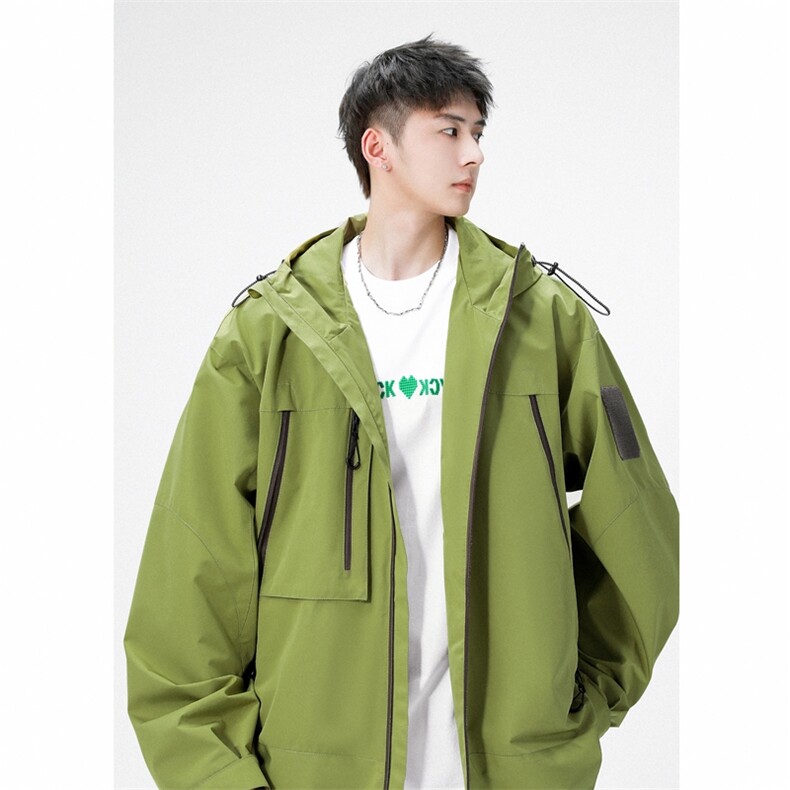 中性风工装冲锋衣男高品纯色宽松夹克外套DSA157B-J91-P60,男装夹克,电商A157B
