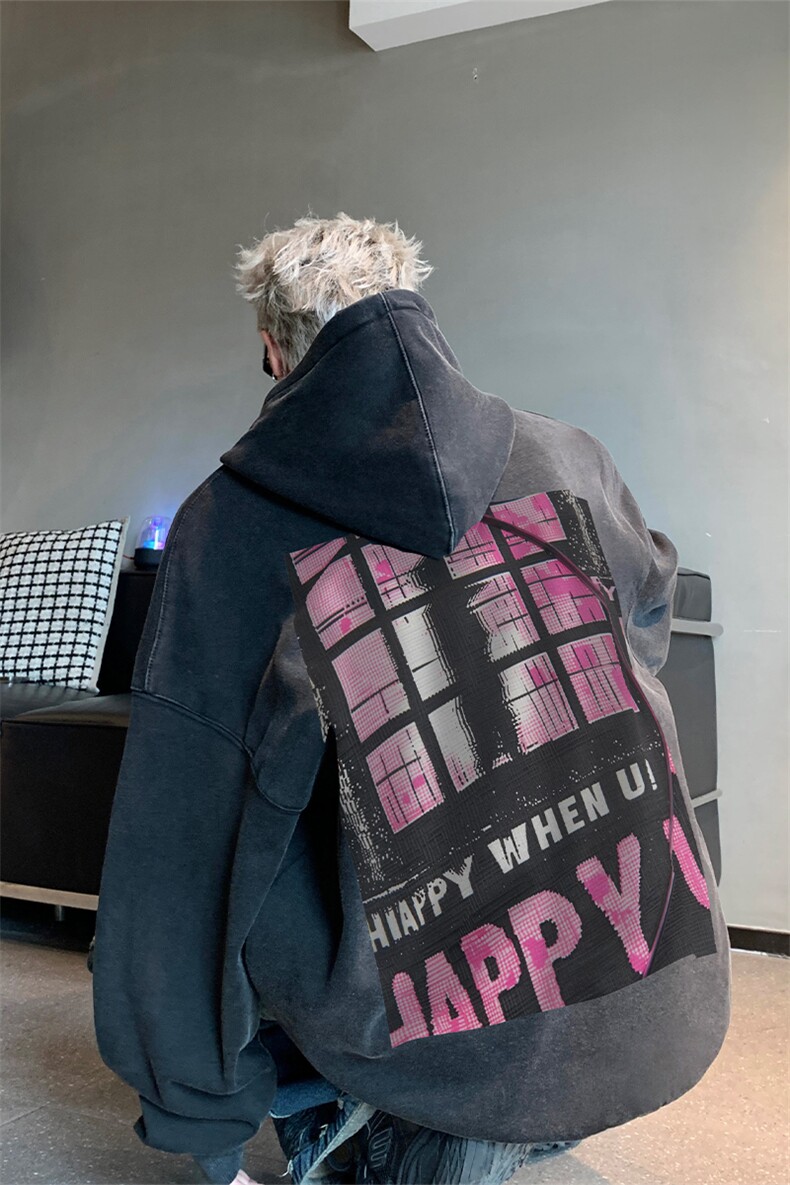 男装加厚卫衣男美式复古宽松连帽卫衣外套XZ514-2-Z2225-P70,男装卫衣,星座514-2(原B239)