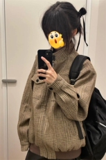 网图慎用千鸟格老钱风cleanfit大码夹克外套男J5263-特P75控138，男装夹克，电商A001