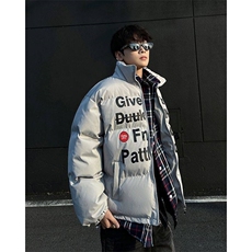 假两件棉服男士韩版潮流高街字母2024冬季ins棉衣外套MF328-P93，男装棉衣，星座412-2