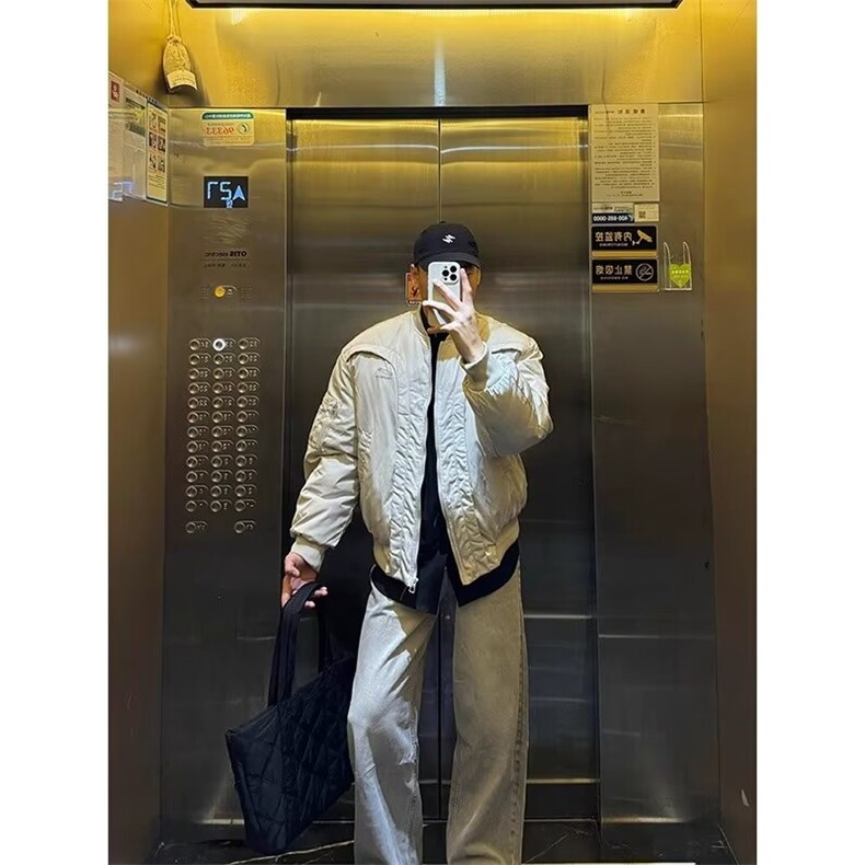 飞行夹克bomber棉服男冬季美式复古弧形解构短款棒球服夹棉外套潮,男装棉衣,星座603-2