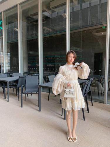 2021春季新品娃娃款压皱连衣裙，女装连衣裙，M.W 嫚维