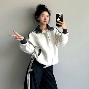 抖音得物高品质 美式高街重磅结构设计拼接织带立领卫衣外套 CM42图片