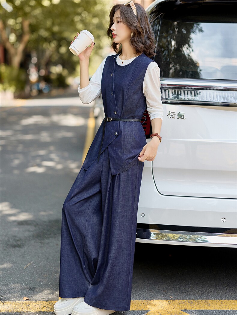 巨好看2025秋季阔腿裤套装三件套女装潮,女装套装/套裙,E百度