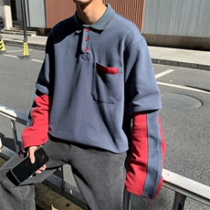 2026春装新款拼色假两件卫衣三色WY3109，男装卫衣，星座1108