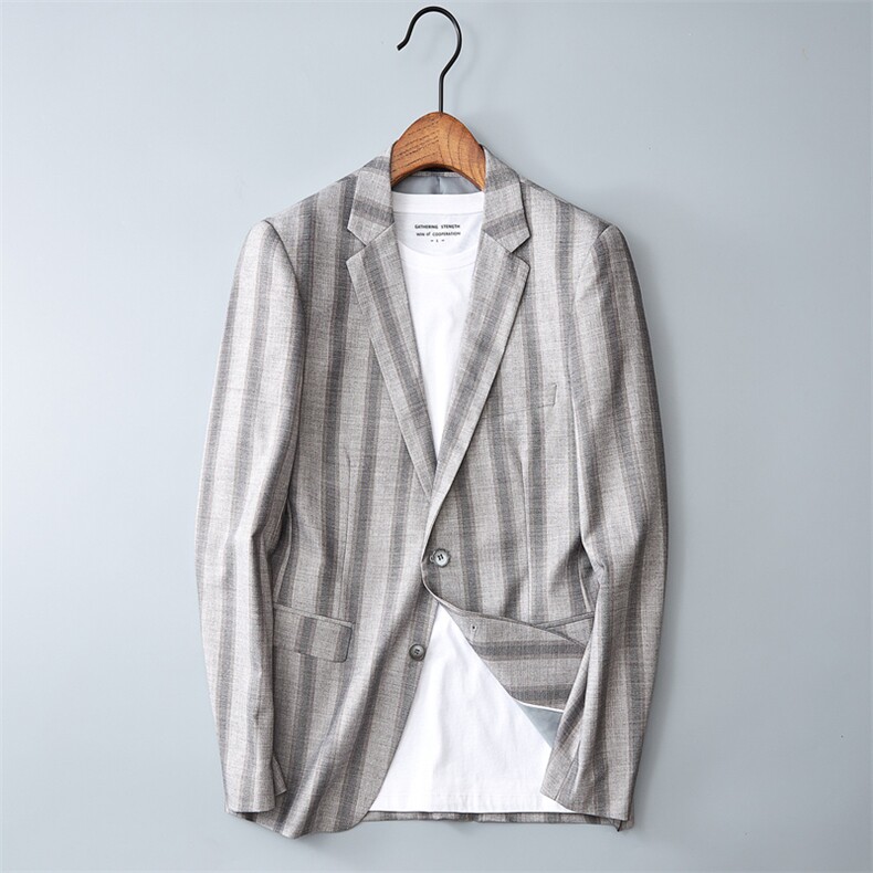 2021春秋男士西服男式修身条纹西装男外套C802P155，男装西服，电商D225