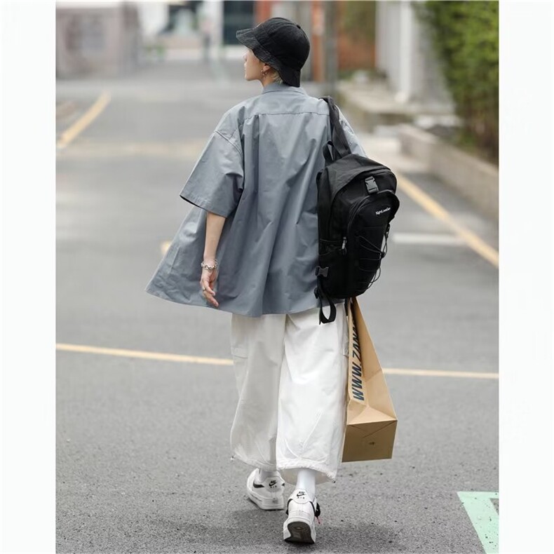 七分袖衬衫男短袖港风日系夏半袖衬衣薄款潮外套高级感LS2023P25,男装T恤,星座1013-5