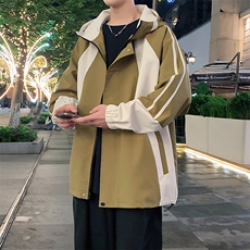 港风新款外景二开宽松夹克男撞色冲锋衣连帽外套MYJ24-7836-P68，男装夹克，星座717