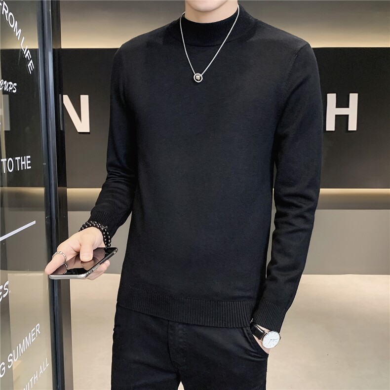 12色纯色毛衣打底衫男秋冬内搭半高领修身针织衫M602特p35，男装针织衫/毛衣，电商D303