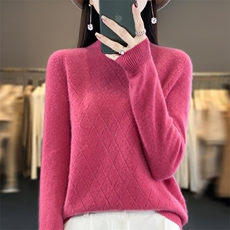 2025年秋季通勤一线成衣菱形斜纹，女装羊毛衫，大美人高端店