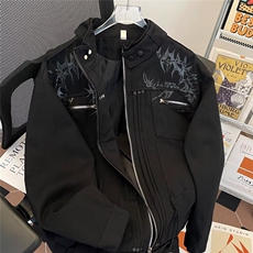 美式披荆斩棘款牛仔外套男春秋潮流设计感情侣高街夹克W9332/P86，男装工装外套，星座506B