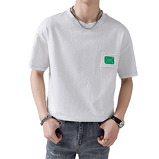 2024夏季新款轻熟风时尚圆领休闲宽松纯色短袖T恤男8007-p48，男装T恤，电商D303
