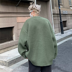 复古着设计小众慵懒风绿色条纹高级感显瘦休闲毛衣男女潮春，男装针织衫/毛衣，星座716-3