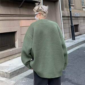 复古着设计小众慵懒风绿色条纹高级感显瘦休闲毛衣男女潮春图片