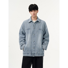 韩版时潮街头潮流牛仔外套水洗复古时尚男女同款上衣HY862P65，男装工装外套，电商A102B