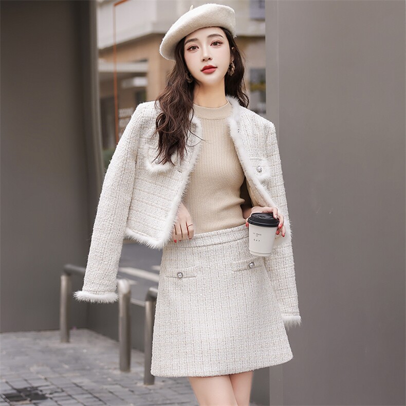现货充足！2024新款双面短款保暖90白鸭绒羽绒服套装裙两件套,女装羽绒服,众宇琦