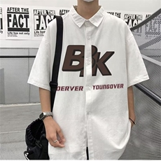 2025夏季潮牌休闲衬衣学院风宽松工装短袖衬衫C3021P35，男装衬衫，星座1108