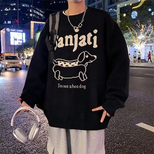 美式圆领毛衣男慵懒风休闲针织衫 M5580 P45图片