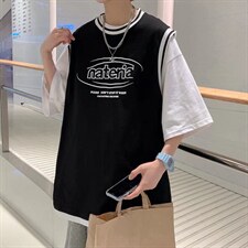 男潮流夏季圆领T恤假两件宽松短袖T227P30，男装T恤，星座1116-2